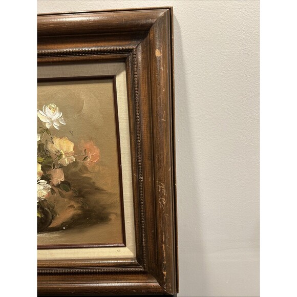 Vintage Framed Robert Cox Oil Painting white Pink Wood Frame 12x16 signed COA - Picture 3 of 14